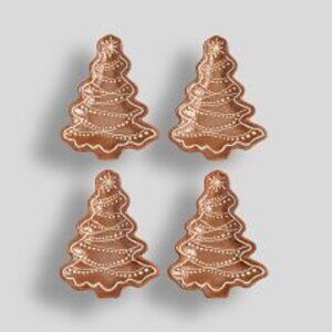 Pottery Barn Gingerbread Tree Handcrafted Stoneware Plates Set of Four New!